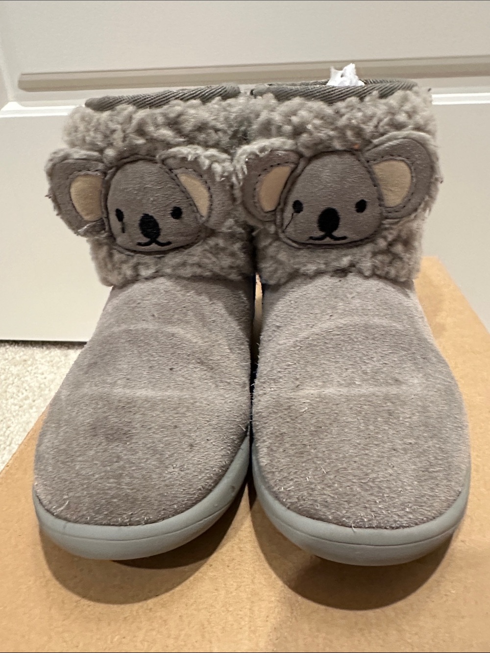 UGG Kids Gray Koala Plush-Lined One-Piece Footies